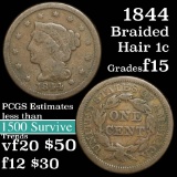 1844 Braided Hair Large Cent 1c Grades f+