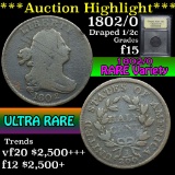***Auction Highlight*** 1802/0 Draped Bust Half Cent 1/2c Graded f+ By USCG (fc)