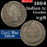 1864 Bronze Indian Cent 1c Grades vg, very good