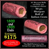 Indian Head Penny 1c Shotgun Roll, 1899 on one end, 1893 on the other