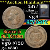 ***Auction Highlight*** 1877 Indian Cent 1c Graded vg, very good By USCG (fc)