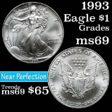 1993 Silver Eagle Dollar $1 Grades ms69