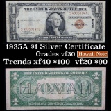 1935A $1 Silver Certificate Hawaii, Signatures of Julian & Morgenthau Grades vf++