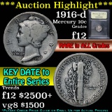 ***Auction Highlight*** 1916-d Mercury Dime 10c Graded f, fine By USCG (fc)