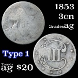 1853 3 Cent Silver 3cs Grades ag