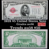 1928 $5 Red Seal United States Note Grades Choice AU/BU Slider