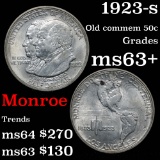 1923-s Monroe Old Commem Half Dollar 50c Grades Select+ Unc