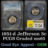 PCGS 1951-d Jefferson Nickel 5c Graded ms65 By PCGS