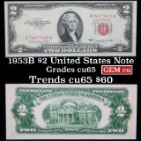 1953B $2 Red Seal United States Note Grades Gem CU