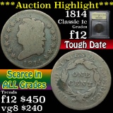 ***Auction Highlight*** 1814 Classic Head Large Cent 1c Graded f, fine By USCG (fc)