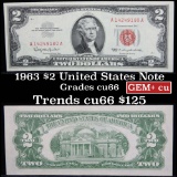 1963 $2 Red Seal United States Note Grades Gem+ CU