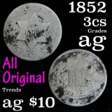 1852 3 Cent Silver 3cs Grades ag