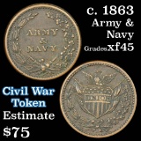 Army & Navy Civil War Token 1c Grades xf+