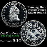2000 Flowing Hair Silver Round .999 Fine Silver