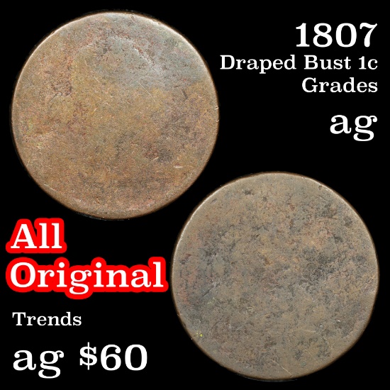1807 Draped Bust Large Cent 1c Grades ag