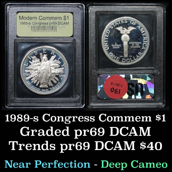 1989-s Congress Modern Commem Dollar $1 Graded GEM++ Proof Deep Cameo By USCG