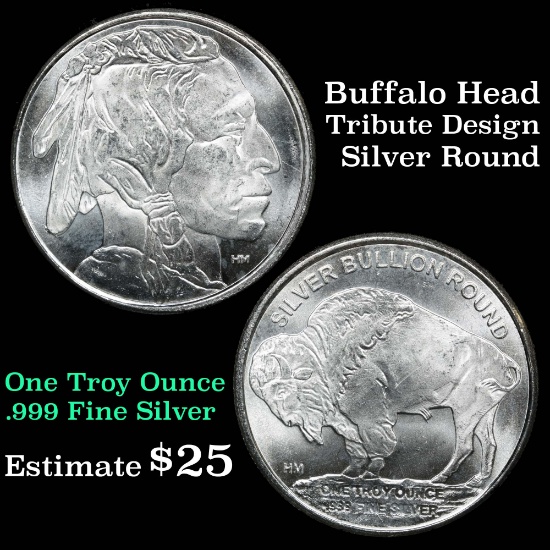Buffalo nickel replica Silver Round .999 Fine Silver
