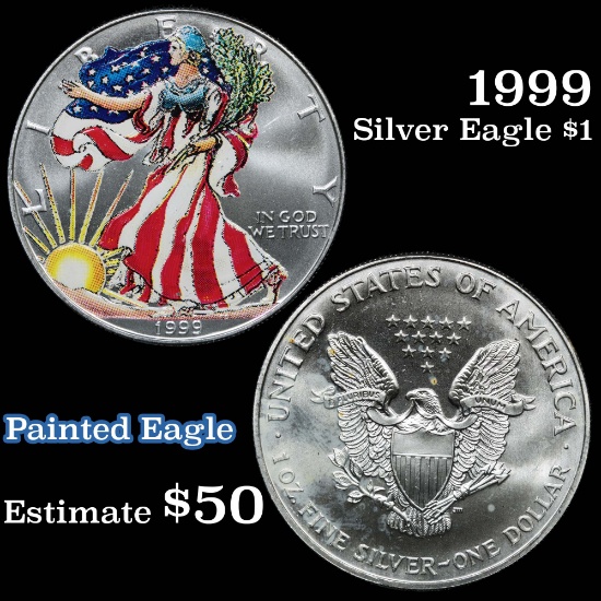 1999 Silver Eagle Dollar $1 Grades Painted