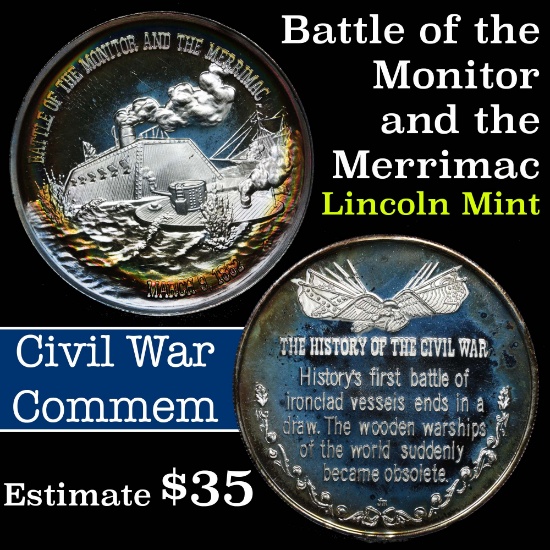 Battle Of The Monitor & Merrimac Limited Edition Lincoln Mint silver .825 oz. .999 fine silver