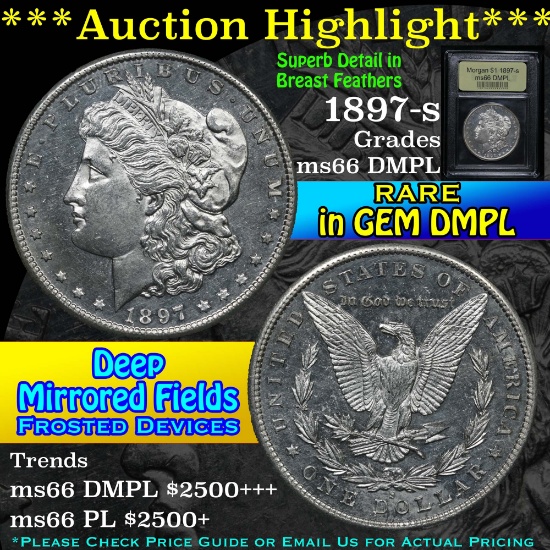 ***Auction Highlight*** 1897-s Morgan Dollar $1 Graded GEM+ UNC DMPL by USCG (fc)