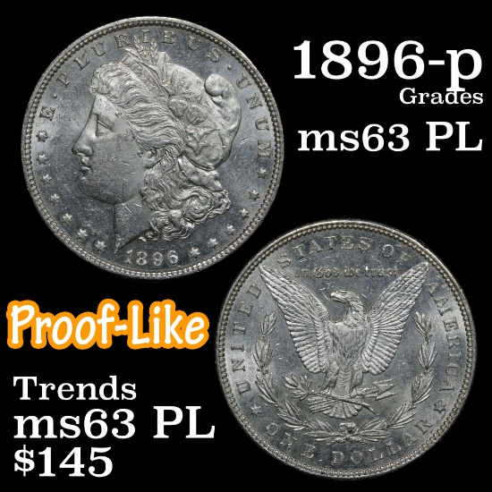 1896-p Morgan Dollar $1 Grades Select Unc PL