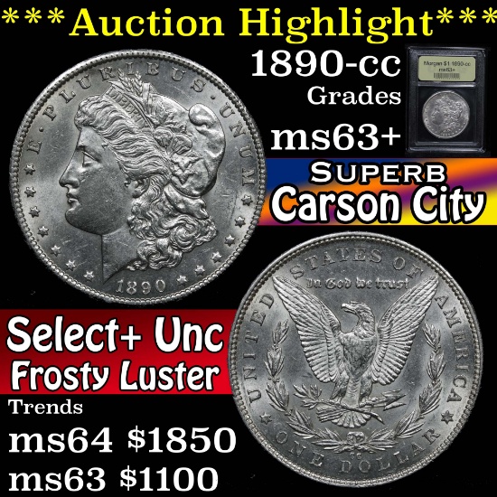 ***Auction Highlight*** 1890-cc Morgan Dollar $1 Graded Select+ Unc by USCG (fc)