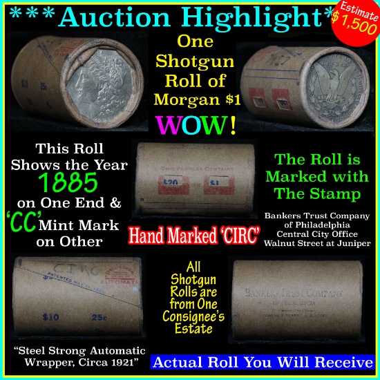 ***Auction Highlight*** Morgan dollar roll ends 1885 & 'cc', Better than average circ (fc)