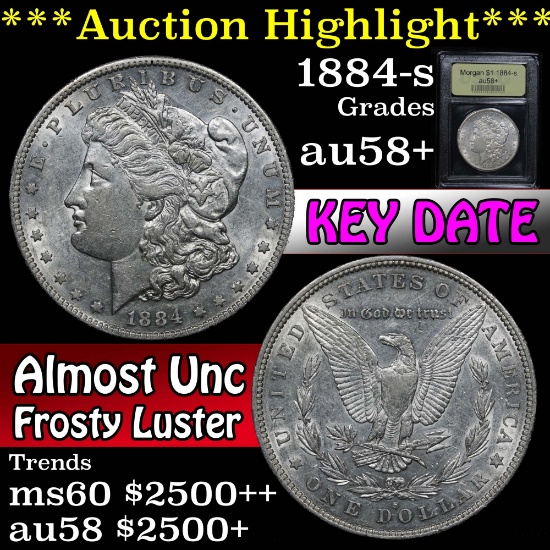 ***Auction Highlight*** 1884-s Morgan Dollar $1 Graded Choice AU/BU Slider+ by USCG (fc)