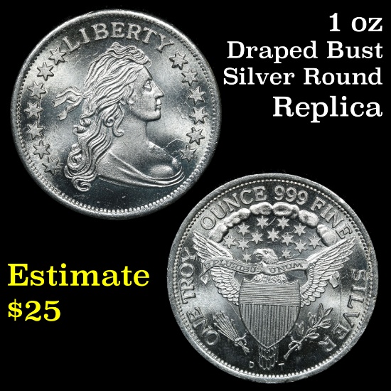 Draped Bust cent replica Silver Round .999 Fine Silver