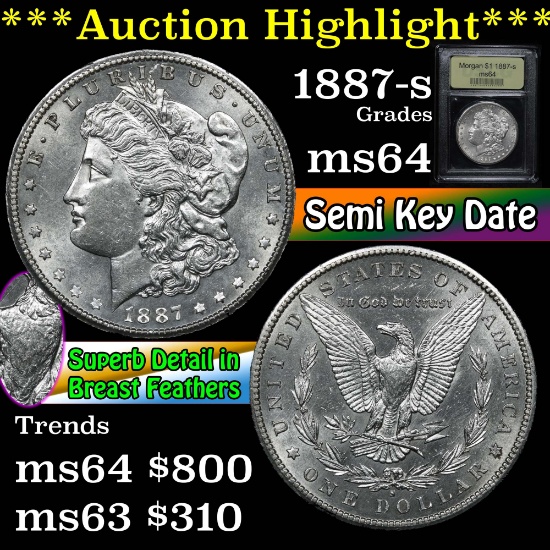 ***Auction Highlight*** 1887-s Morgan Dollar $1 Graded Choice Unc by USCG (fc)