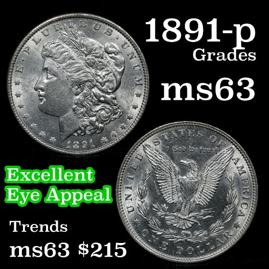 1891-p Morgan Dollar $1 Grades Select Unc