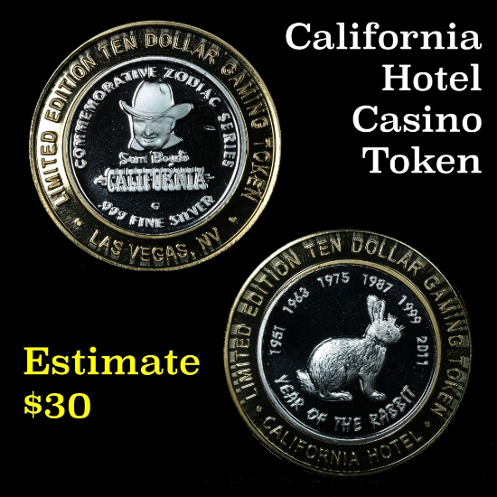 Casino Token with .6 Oz. of Silver in the center California Hotel