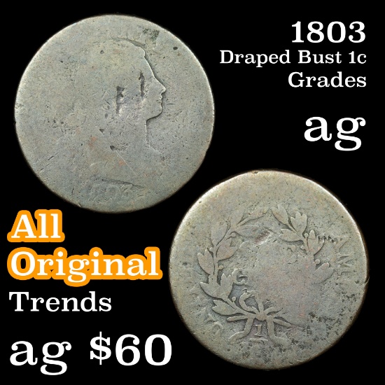 1803 Draped Bust Large Cent 1c Grades ag