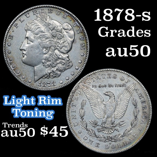 1878-s Morgan Dollar $1 Grades AU, Almost Unc