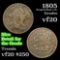 1805 Draped Bust Half Cent 1/2c Grades vf, very fine