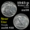 1943-p Walking Liberty Half Dollar 50c Grades Choice AU/BU Slider