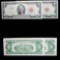 2- 1963 $2 Red Seal United States Note, consecutive serial numbers Grades Gem+ CU