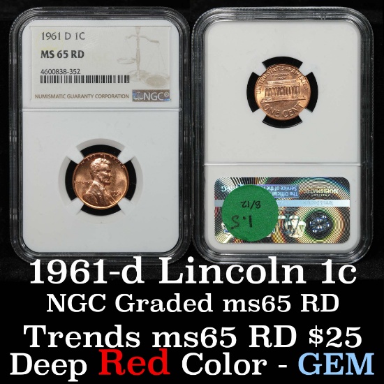 NGC 1961-d Lincoln Cent 1c Graded ms65 rd By NGC