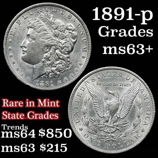 1891-p Morgan Dollar $1 Grades Select+ Unc