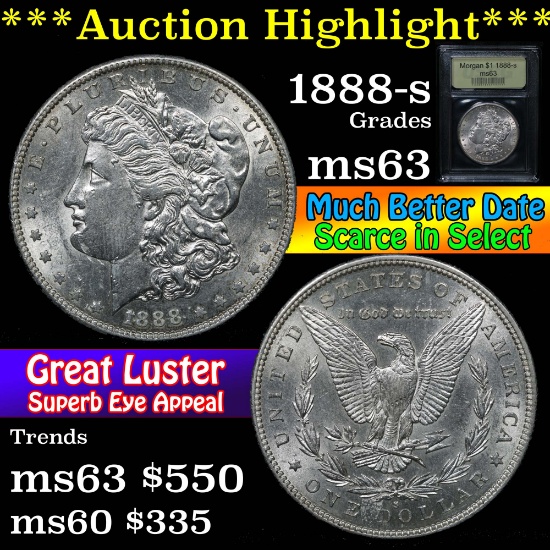 ***Auction Highlight*** 1888-s Morgan Dollar $1 Graded Select Unc By USCG (fc)