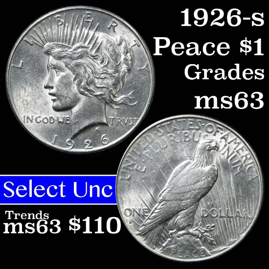 1926-s Peace Dollar $1 Grades Select Unc