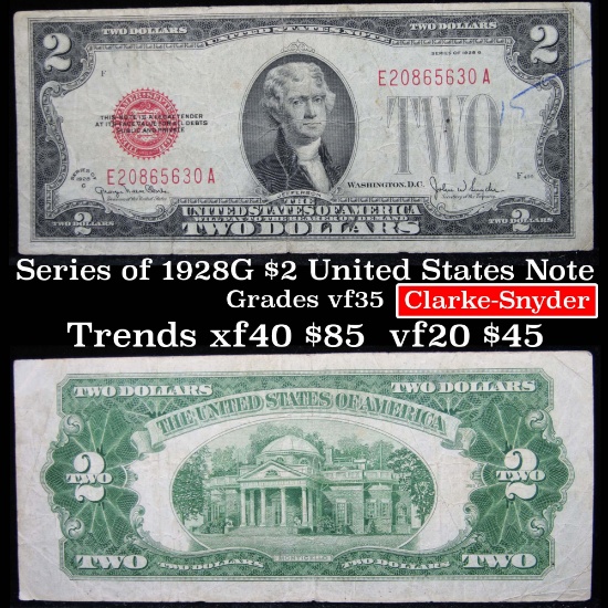 1928G $2 Red Seal United States Note Grades xf+