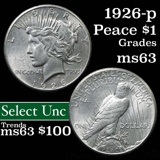 1926-p Peace Dollar $1 Grades Select Unc