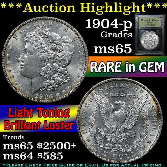 ***Auction Highlight*** 1904-p Morgan Dollar $1 Graded GEM Unc By USCG (fc)