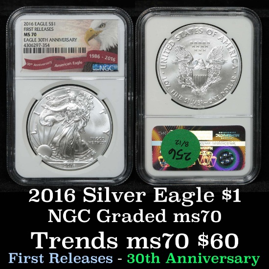 NGC 2016 Silver Eagle Dollar $1 Graded ms70 By NGC