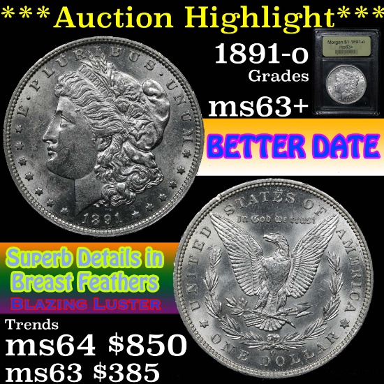 ***Auction Highlight*** 1891-o Morgan Dollar $1 Graded Select+ Unc By USCG (fc)