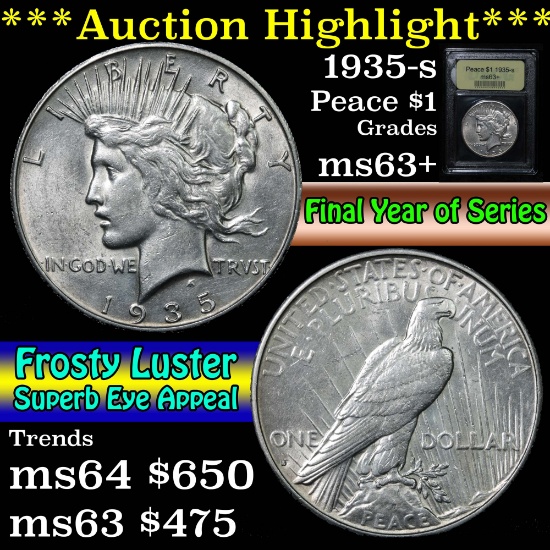 ***Auction Highlight*** 1935-s Peace Dollar $1 Graded Select+ Unc By USCG (fc)