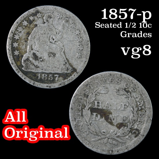1857-p Seated Liberty Half Dime 1/2 10c Grades vg, very good