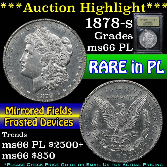 ***Auction Highlight*** 1878-s Morgan Dollar $1 Graded GEM+ UNC PL By USCG (fc)