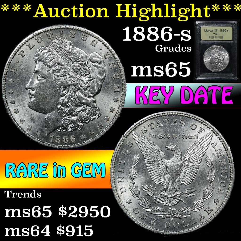 ***Auction Highlight*** 1886-s Morgan Dollar $1 Graded GEM Unc By USCG (fc)
